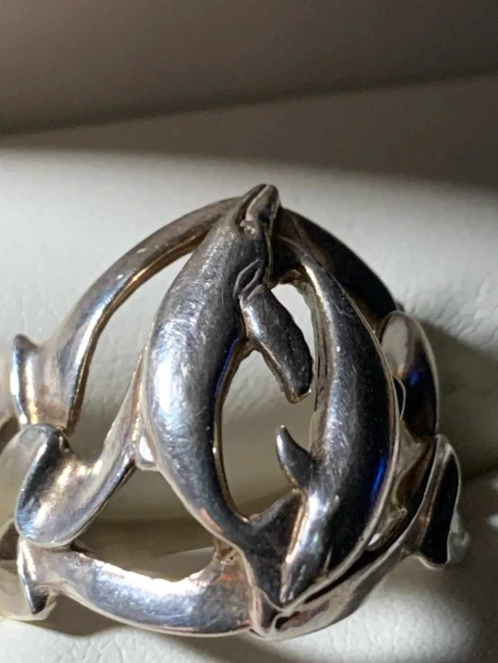 Unique Whale & Dolphin Ring- Sterling 925, Carol Felley, Sz 10, Open Work Lg